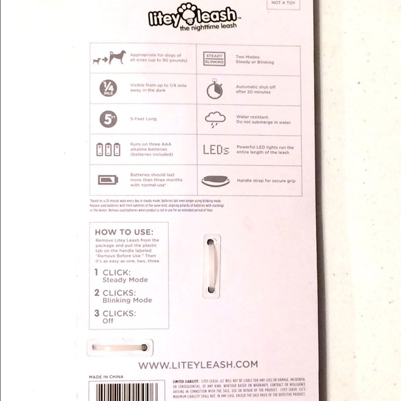 NWT GLOW IN DARK LITEY LEASH • BLUE 5ft Dog Pets - Picture 6 of 9